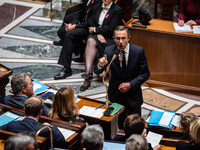 Interior Minister Bruno Retailleau is in Parliament in Paris, France, on October 15, 2024. (