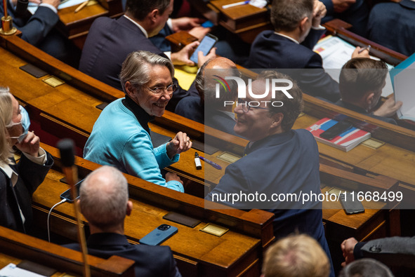 Sylvain Maillard, deputy of Together for the Republic, and Elisabeth Borne, former Prime Minister and deputy of Together for the Republic, a...