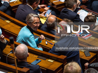 Sylvain Maillard, deputy of Together for the Republic, and Elisabeth Borne, former Prime Minister and deputy of Together for the Republic, a...