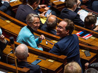 Sylvain Maillard, deputy of Together for the Republic, and Elisabeth Borne, former Prime Minister and deputy of Together for the Republic, a...