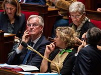 Prime Minister Michel Barnier is at the National Assembly during the parliamentary question session to the government in Paris, France, on O...