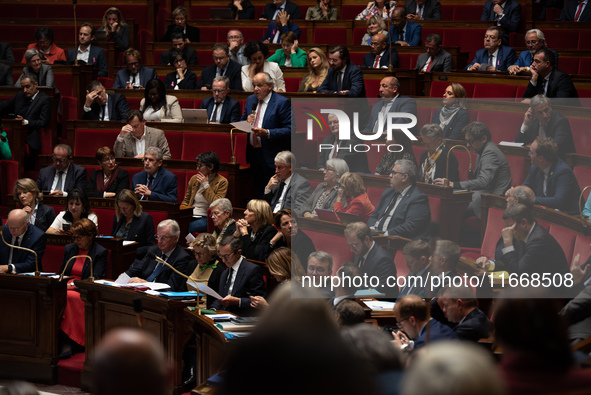 MP Jean-Paul Mattei of The Democrats party speaks during a parliamentary session of questions to the government in Paris, France, on October...