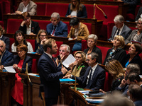 Antoine Armand, Minister of Economy, Finances and Industry, participates in the parliamentary question session to the government in Paris, F...