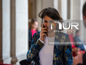 Aurelie Trouve, MP from La France Insoumise party, leaves the Parliament in Paris, France, on October 15, 2024. (