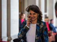 Aurelie Trouve, MP from La France Insoumise party, leaves the Parliament in Paris, France, on October 15, 2024. (