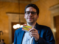 La France Insoumise deputy Hadrien Clouet shows a packet of Doliprane, the best-selling drug in France, at the center of controversy over th...