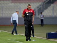 In Ta' Qali, Malta, on October 13, 2024, Davide Mazzotta, interim coach of Malta, gestures during the UEFA Nations League, League D, Group D...