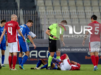 UEFA appoints match referee John Brooks from The FA to oversee an injury situation during the UEFA Nations League, League D, Group D2 soccer...