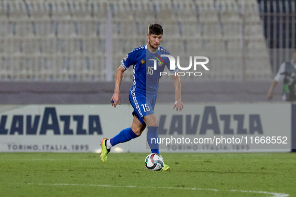 Victor Mudrac of Moldova is in action during the UEFA Nations League, League D, Group D2 soccer match between Malta and Moldova at the Natio...