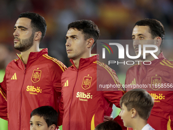 Mikel Merino of Spain, Martin Zubimendi of Spain, and Mikel Oyarzabal of Spain participate in the UEFA Nations League 2024/25 League A Group...