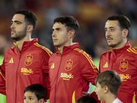 Mikel Merino of Spain, Martin Zubimendi of Spain, and Mikel Oyarzabal of Spain participate in the UEFA Nations League 2024/25 League A Group...