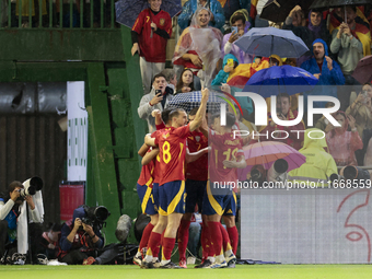 Aymeric Laporte of Spain celebrates a goal during the UEFA Nations League 2024/25 League A Group A4 match between Spain and Serbia at Nuevo...