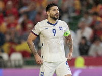 Aleksandar Mitrovic of Serbia reacts to a missed opportunity during the UEFA Nations League 2024/25 League A Group A4 match between Spain an...