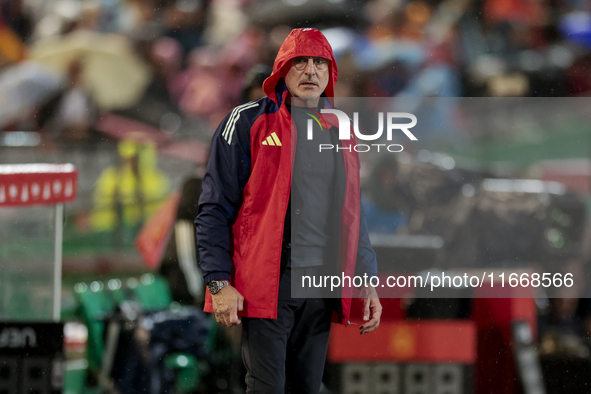 Luis de la Fuente, head coach of Spain, gives instructions during the UEFA Nations League 2024/25 League A Group A4 match between Spain and...