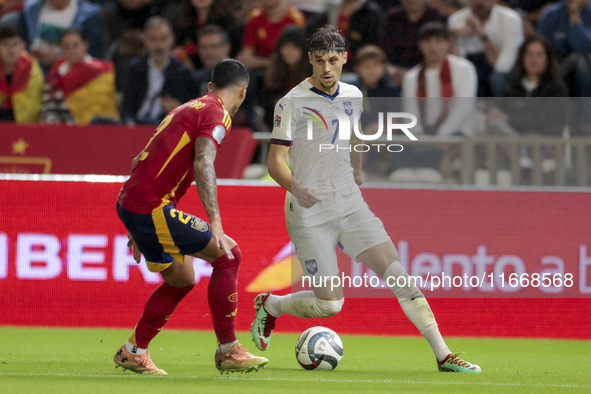 Veljko Birmancevic of Serbia is in action during the UEFA Nations League 2024/25 League A Group A4 match between Spain and Serbia at Nuevo A...