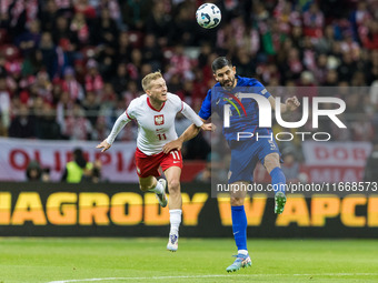 Karol Swiderski , Martin Erlic  during UEFA Nations League match Poland vs Croatia in Warsaw Poland on 15 October 2024. (