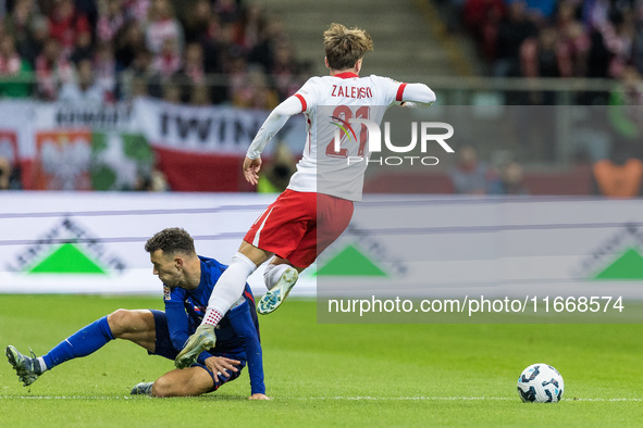 Ivan Perisic , Nicola Zalewski  during UEFA Nations League match Poland vs Croatia in Warsaw Poland on 15 October 2024. 