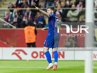 Martin Baturina  goal celebration during UEFA Nations League match Poland vs Croatia in Warsaw Poland on 15 October 2024. (