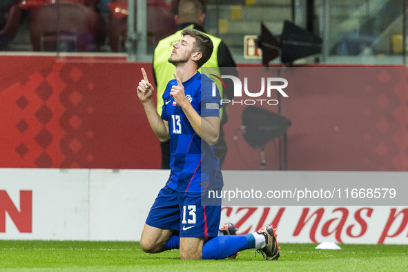 Petar Sucic  goal celebration during UEFA Nations League match Poland vs Croatia in Warsaw Poland on 15 October 2024. 