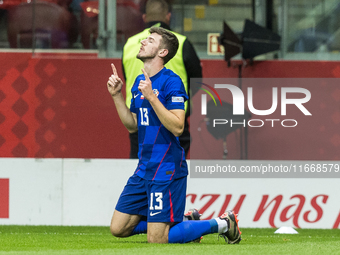 Petar Sucic  goal celebration during UEFA Nations League match Poland vs Croatia in Warsaw Poland on 15 October 2024. (