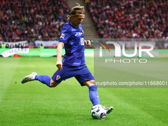 Luka Modric of Croatia during UEFA Nations League football match Poland - Croatia at National Stadium in Warsaw, Poland on October 15, 2024....