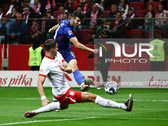 Petar Sucic of Croatia celebrates the goal during UEFA Nations League football match Poland - Croatia at National Stadium in Warsaw, Poland...