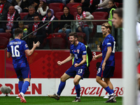 Martin Baturina and Petar Sucic of Croatia celebrate the goal during UEFA Nations League football match Poland - Croatia at National Stadium...