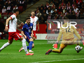 Martin Baturina of Croatia scores the goal during UEFA Nations League football match Poland - Croatia at National Stadium in Warsaw, Poland...