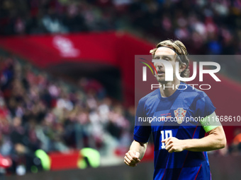 Luka Modric of Croatia during UEFA Nations League football match Poland - Croatia at National Stadium in Warsaw, Poland on October 15, 2024....