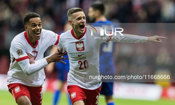 Michael Ameyaw , Sebastian Szymanski , goal celebration during UEFA Nations League match Poland vs Croatia in Warsaw Poland on 15 October 20...