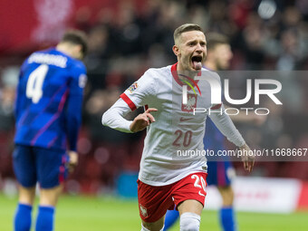 Sebastian Szymanski  goal celebration during UEFA Nations League match Poland vs Croatia in Warsaw Poland on 15 October 2024. (