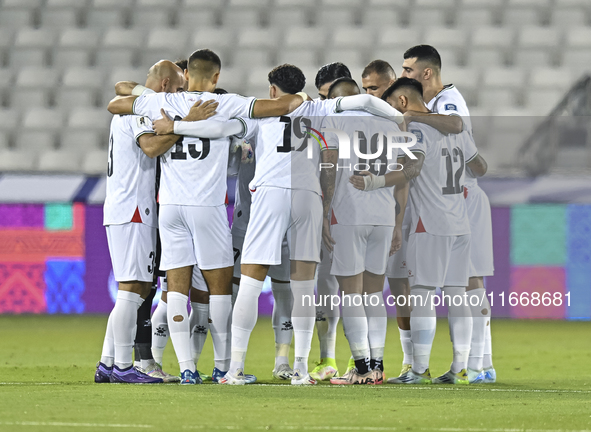 Players of Palestine before the FIFA World Cup 2026 Qualification 3rd Round group B match between Palestine and Kuwait at Jassim Bin Hamad S...