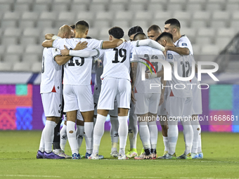 Players of Palestine before the FIFA World Cup 2026 Qualification 3rd Round group B match between Palestine and Kuwait at Jassim Bin Hamad S...