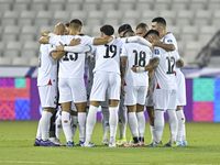 Players of Palestine before the FIFA World Cup 2026 Qualification 3rd Round group B match between Palestine and Kuwait at Jassim Bin Hamad S...