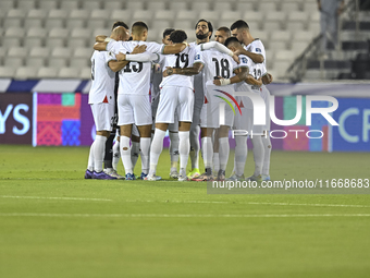 Players of Palestine before the FIFA World Cup 2026 Qualification 3rd Round group B match between Palestine and Kuwait at Jassim Bin Hamad S...