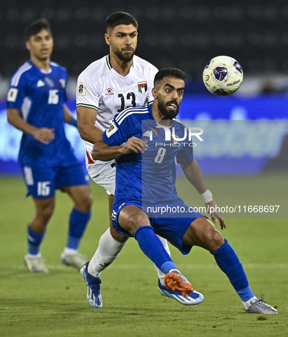 Omar Faraj of Palestine battles for the ball with Rashed Aldousari of Kuwait during the FIFA World Cup 2026 Qualification 3rd Round group B...