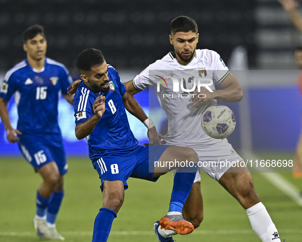 Omar Faraj of Palestine competes for the ball with Rashed Aldousari of Kuwait during the FIFA World Cup 2026 Qualification 3rd Round group B...