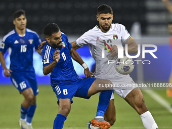 Omar Faraj of Palestine competes for the ball with Rashed Aldousari of Kuwait during the FIFA World Cup 2026 Qualification 3rd Round group B...