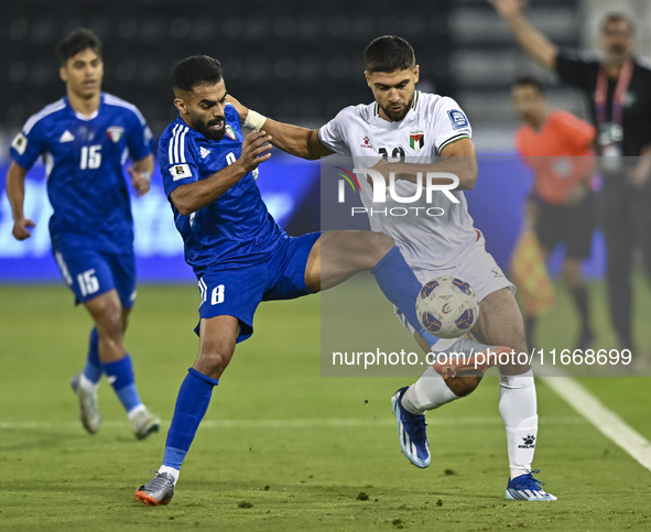 Omar Faraj of Palestine competes for the ball with Rashed Aldousari of Kuwait during the FIFA World Cup 2026 Qualification 3rd Round group B...