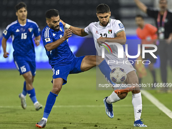 Omar Faraj of Palestine competes for the ball with Rashed Aldousari of Kuwait during the FIFA World Cup 2026 Qualification 3rd Round group B...