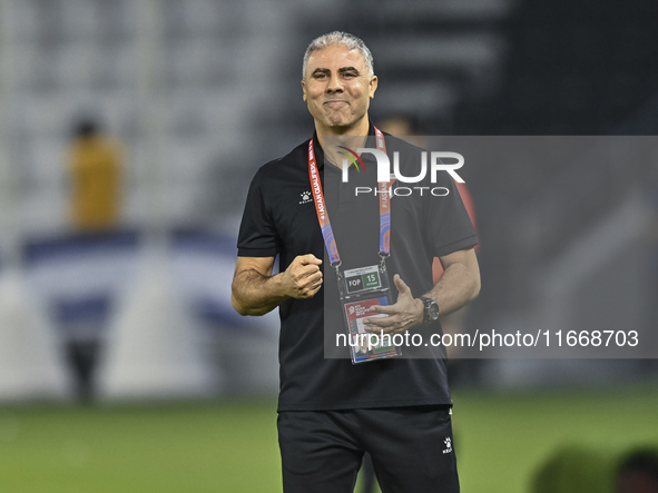 Makram Daboub, Head Coach of Palestine, reacts during the FIFA World Cup 2026 Qualification 3rd Round group B match between Palestine and Ku...