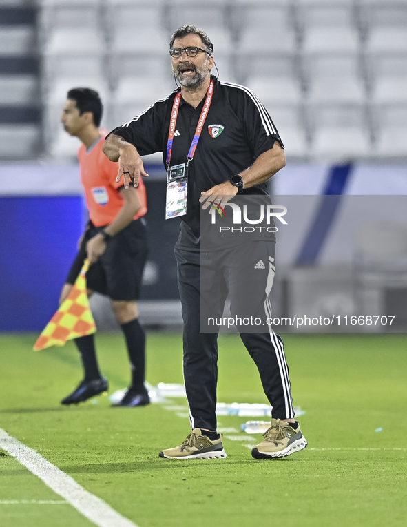 Juan Pizzi, head coach of Kuwait, reacts during the FIFA World Cup 2026 Qualification 3rd Round group B match between Palestine and Kuwait a...