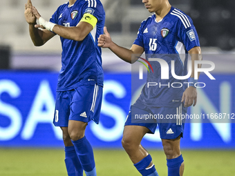 Yousef Alsulaiman (L) of Kuwait celebrates with his teammates after scoring a goal during the FIFA World Cup 2026 Qualification 3rd Round gr...