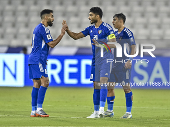 Yousef Alsulaiman (C) of Kuwait celebrates with his teammates after scoring the goal during the FIFA World Cup 2026 Qualification 3rd Round...