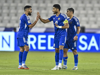 Yousef Alsulaiman (C) of Kuwait celebrates with his teammates after scoring the goal during the FIFA World Cup 2026 Qualification 3rd Round...