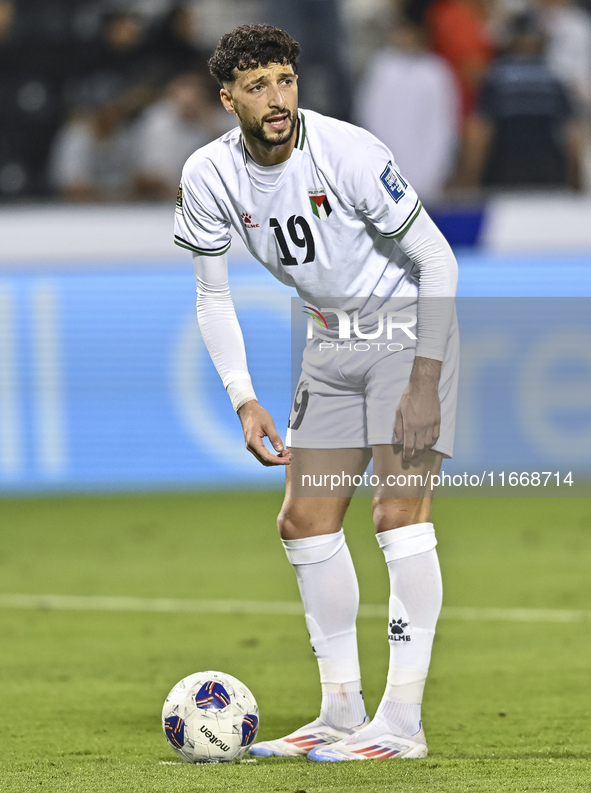 Wessam Abouli of Palestine plays in the FIFA World Cup 2026 Qualification 3rd Round group B match between Palestine and Kuwait at Jassim Bin...