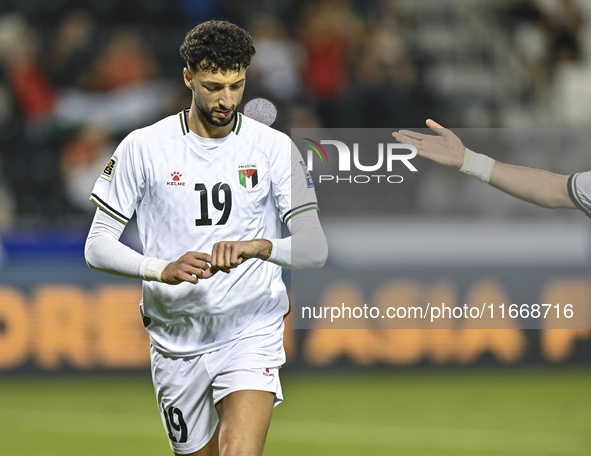 Wessam Abouli of Palestine celebrates after scoring a goal during the FIFA World Cup 2026 Qualification 3rd Round group B match between Pale...