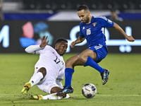 Mousa Farawi of Palestine battles for the ball with Moaath Alenezi of Kuwait during the FIFA World Cup 2026 Qualification 3rd Round group B...