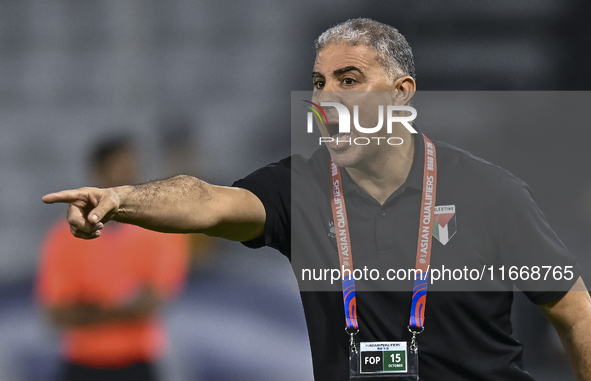 Makram Daboub, Head Coach of Palestine, reacts during the FIFA World Cup 2026 Qualification 3rd Round group B match between Palestine and Ku...