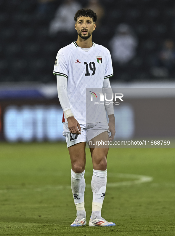 Wessam Abouli of Palestine plays in the FIFA World Cup 2026 Qualification 3rd Round group B match between Palestine and Kuwait at Jassim Bin...